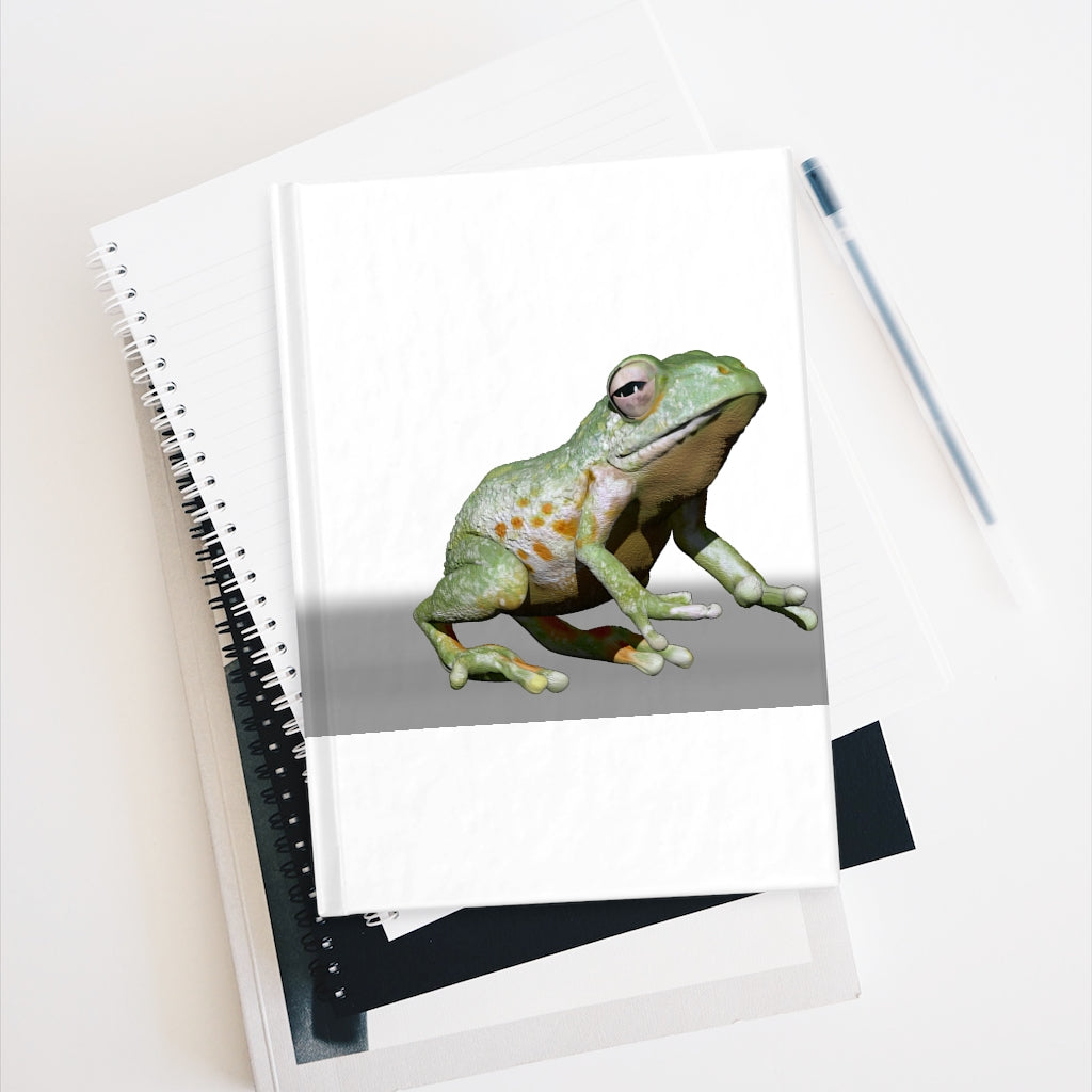 Frog Journal with blank pages and vibrant wraparound print, showcasing its hardcover design.