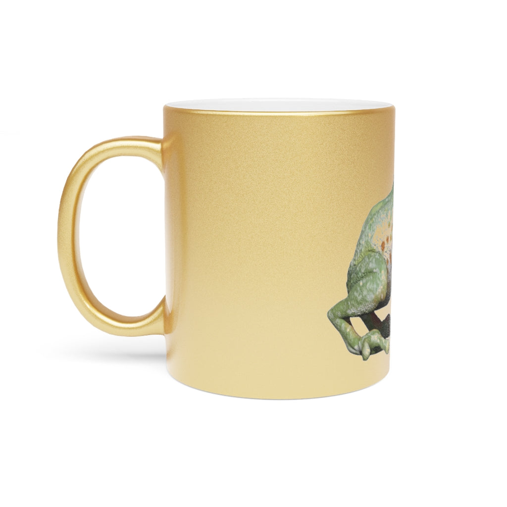 Frog Metallic Mug in Silver and Gold, showcasing personalized designs and a sleek ceramic finish.