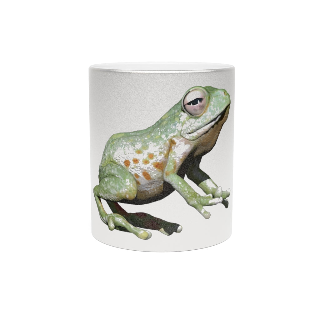 Frog Metallic Mug in Silver and Gold, showcasing personalized designs and a sleek ceramic finish.