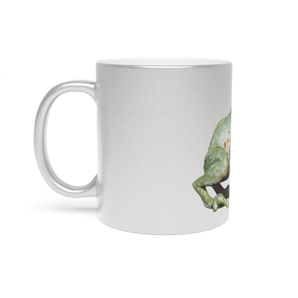 Frog Metallic Mug in Silver and Gold, showcasing personalized designs and a sleek ceramic finish.