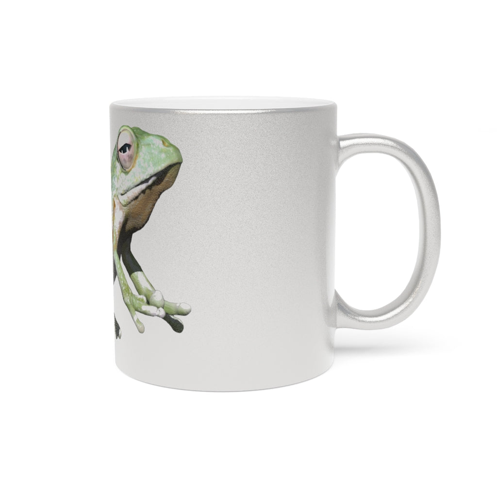 Frog Metallic Mug in Silver and Gold, showcasing personalized designs and a sleek ceramic finish.