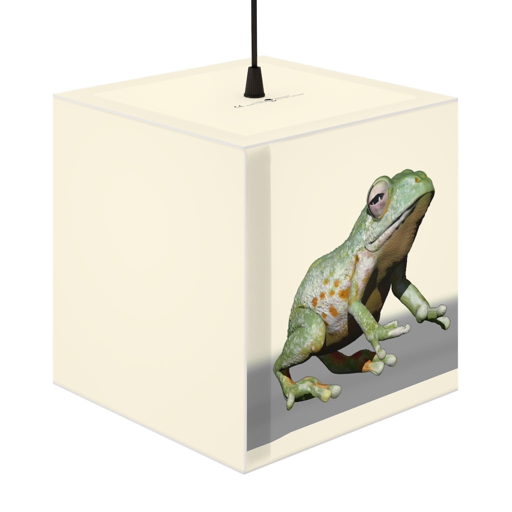 A stylish Frog Personalized Lamp in a cube shape, showcasing its unique design and soft glow, perfect for indoor decoration.