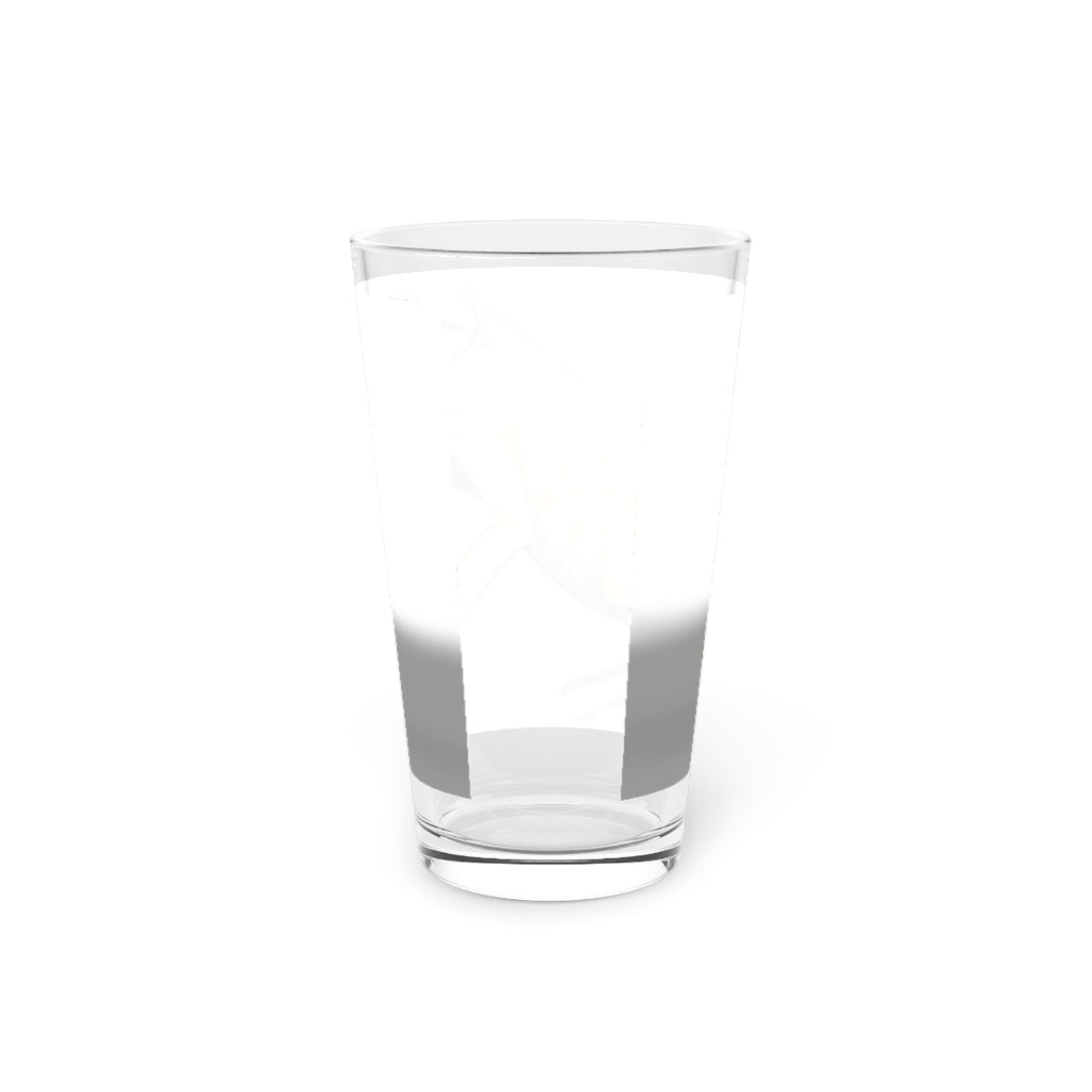 A clear 16oz Frog Pint Glass showcasing its elegant design, perfect for personalization and versatile use.