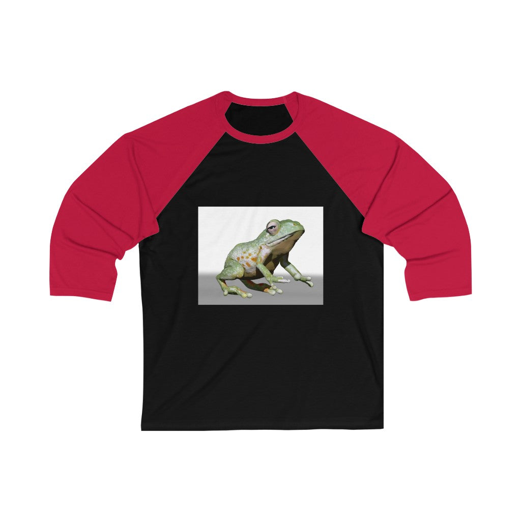 Frog Unisex 3/4 Sleeve Baseball Tee in various colors, showcasing its modern fit and ribbed collar.