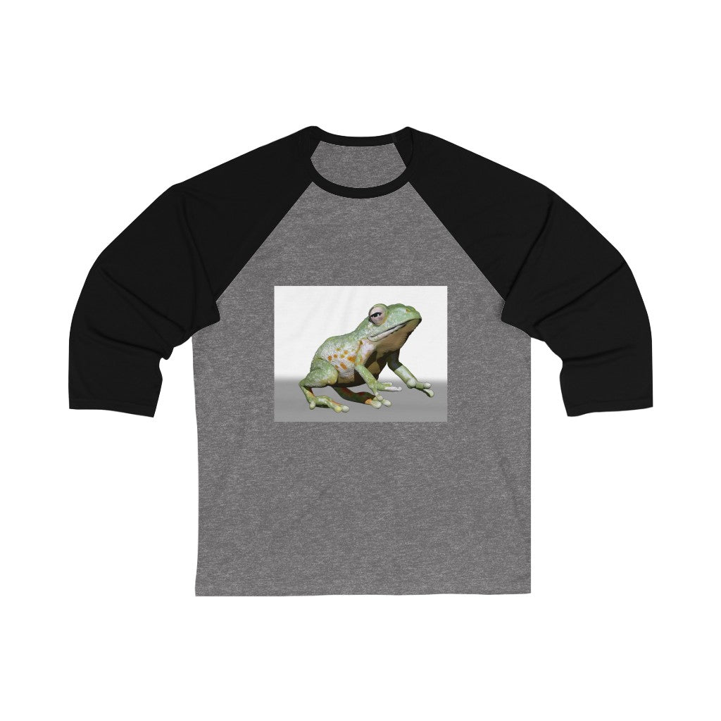 Frog Unisex 3/4 Sleeve Baseball Tee in various colors, showcasing its modern fit and ribbed collar.