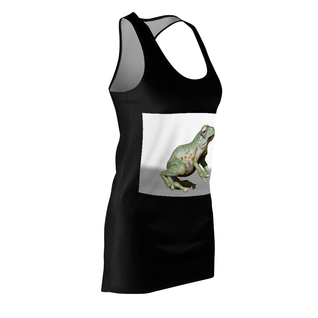 Frog Women's Cut & Sew Racerback Dress featuring a stylish design and sporty fit, made from lightweight 100% polyester.