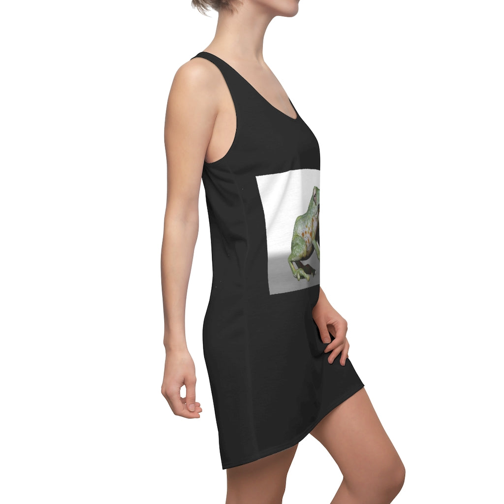 Frog Women's Cut & Sew Racerback Dress featuring a stylish design and sporty fit, made from lightweight 100% polyester.