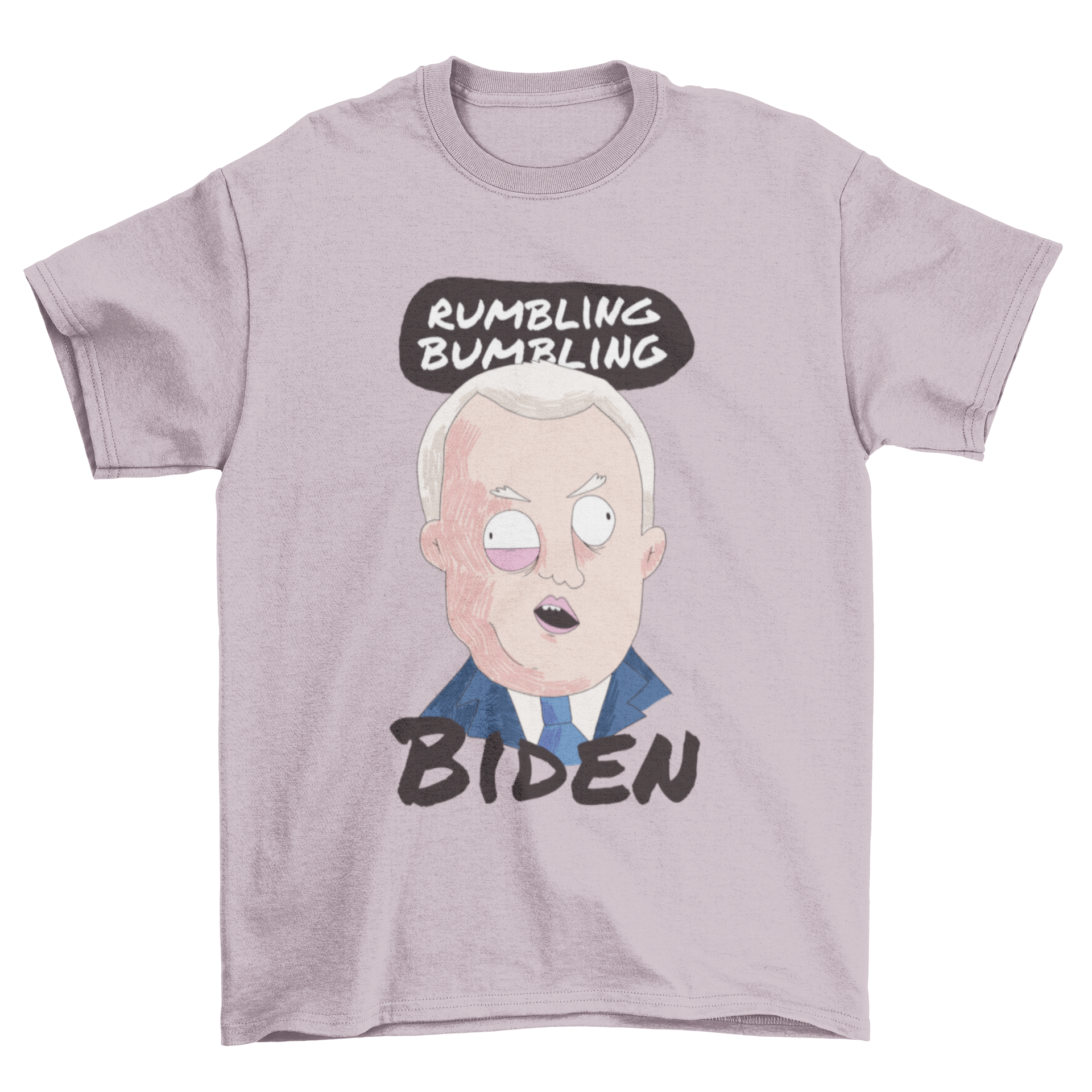 Funny cartoon t-shirt featuring Joe Biden with the quote 'Rumbling bumbling' underneath.