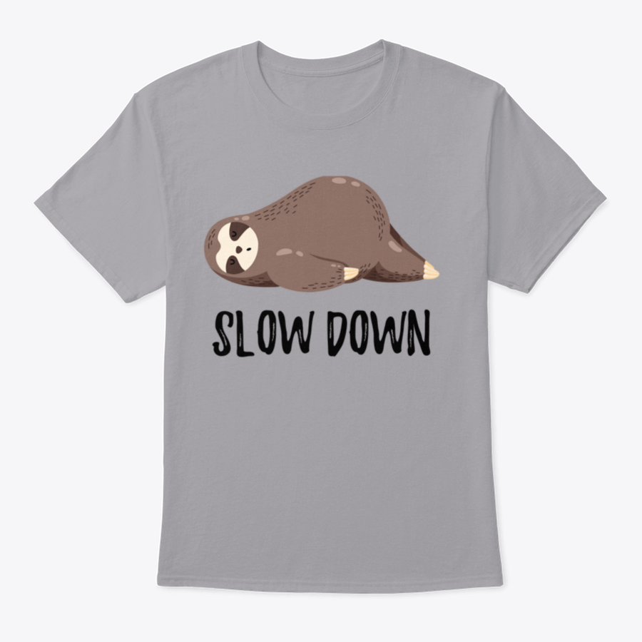 A cute vector illustration of a sloth lying down, featured on a comfortable cotton shirt, showcasing a humorous design.