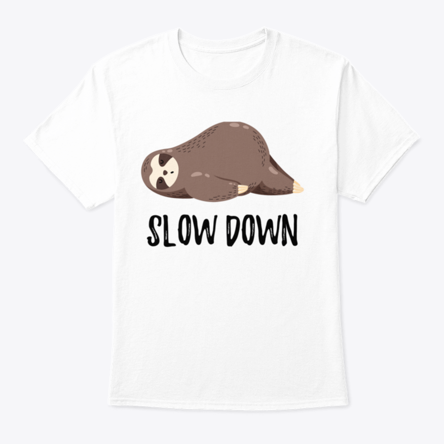 A cute vector illustration of a sloth lying down, featured on a comfortable cotton shirt, showcasing a humorous design.