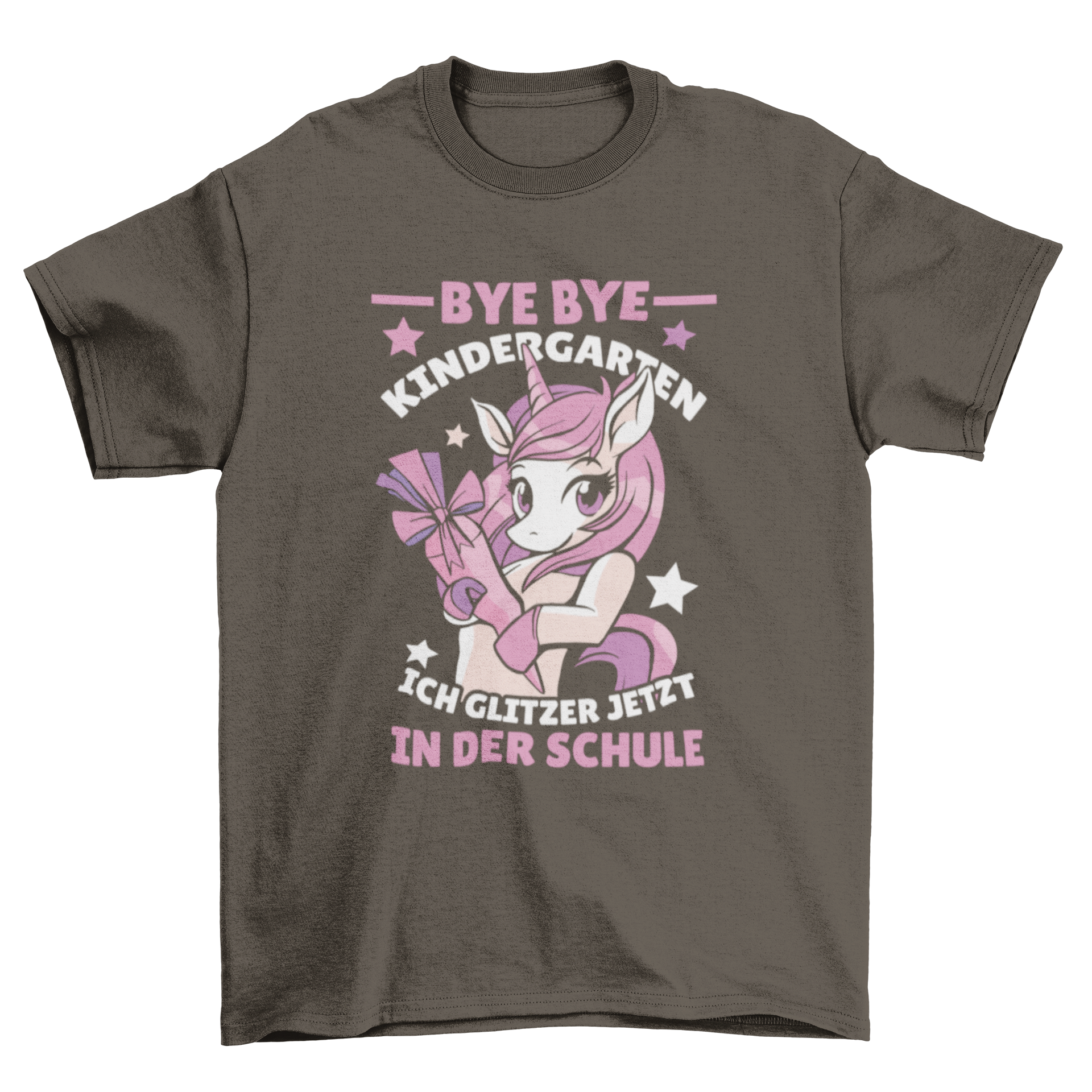 Funny German Unicorn T-shirt featuring a cute unicorn and a playful quote about school transition.