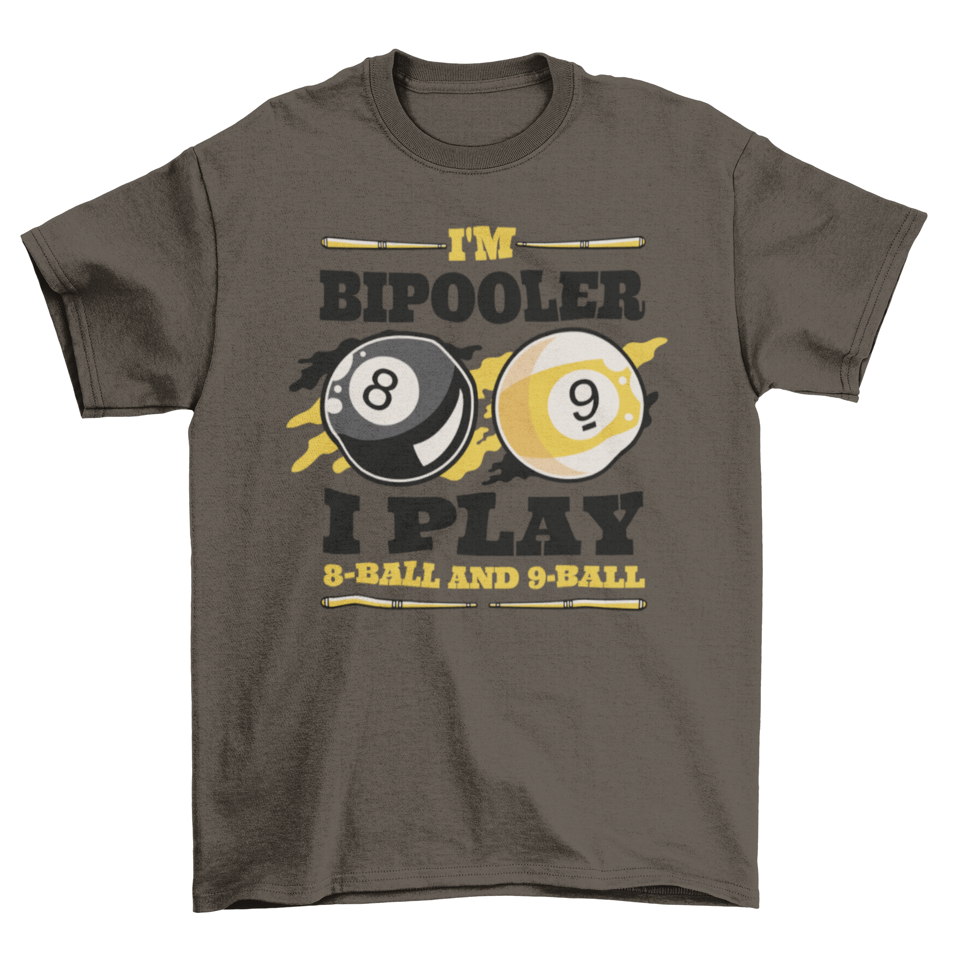 Funny pool quote t-shirt featuring colorful pool balls and humorous text.