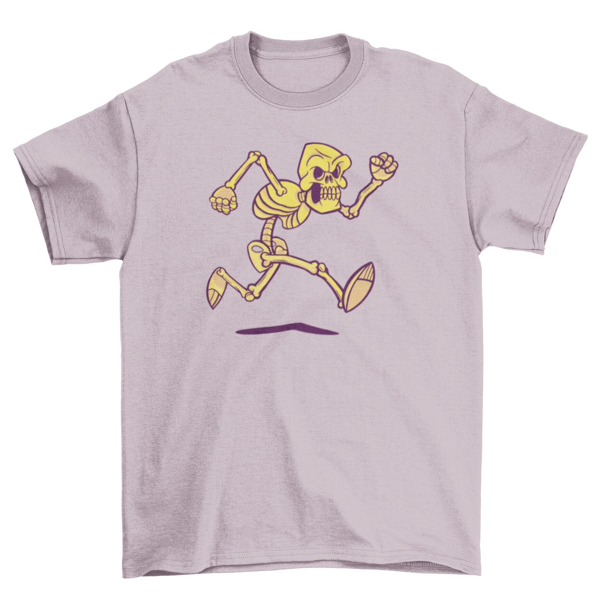 A humorous t-shirt featuring a skeleton running, perfect for fitness enthusiasts.