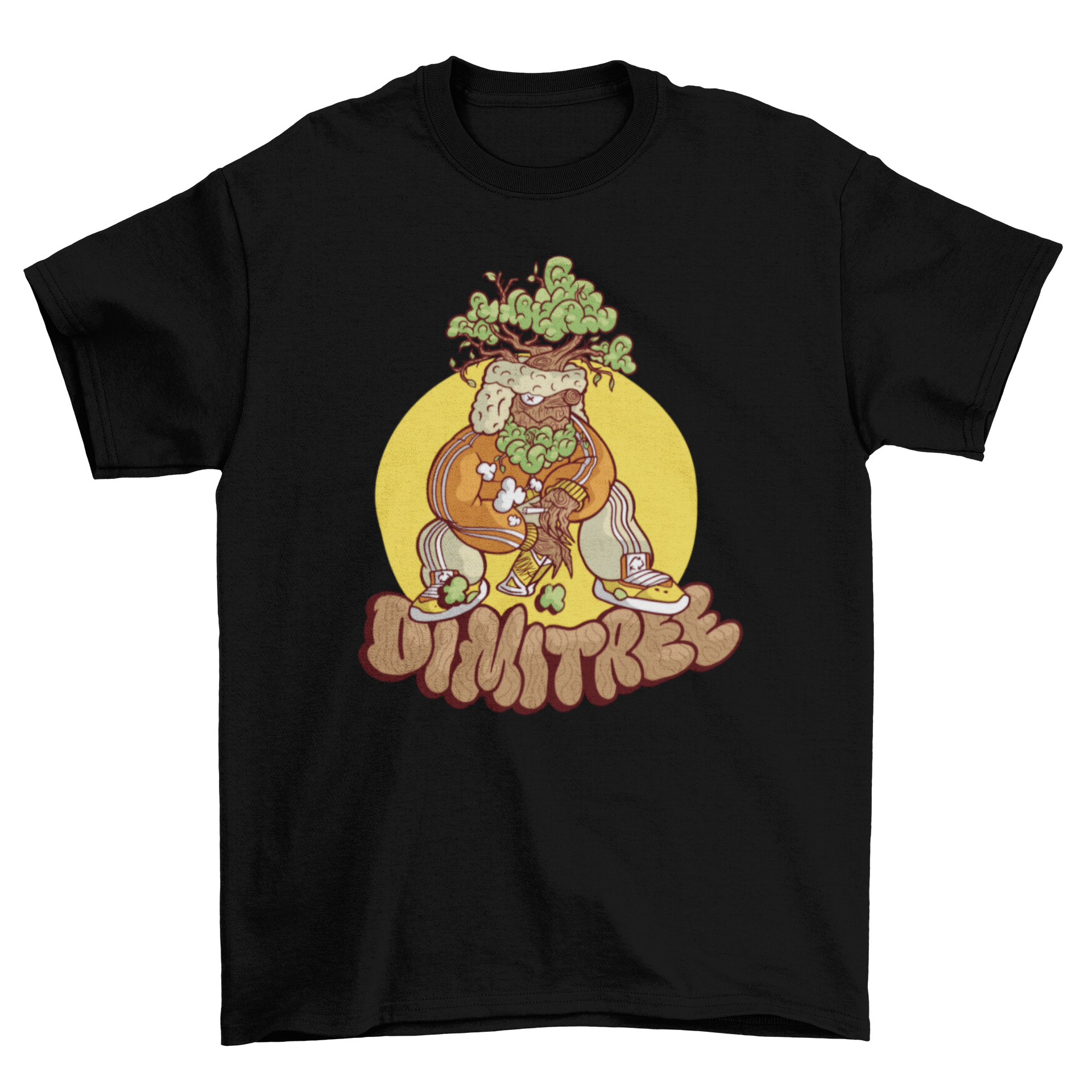 Funny Slav t-shirt featuring a tree person design and the caption 'Dimitree', perfect for casual wear.