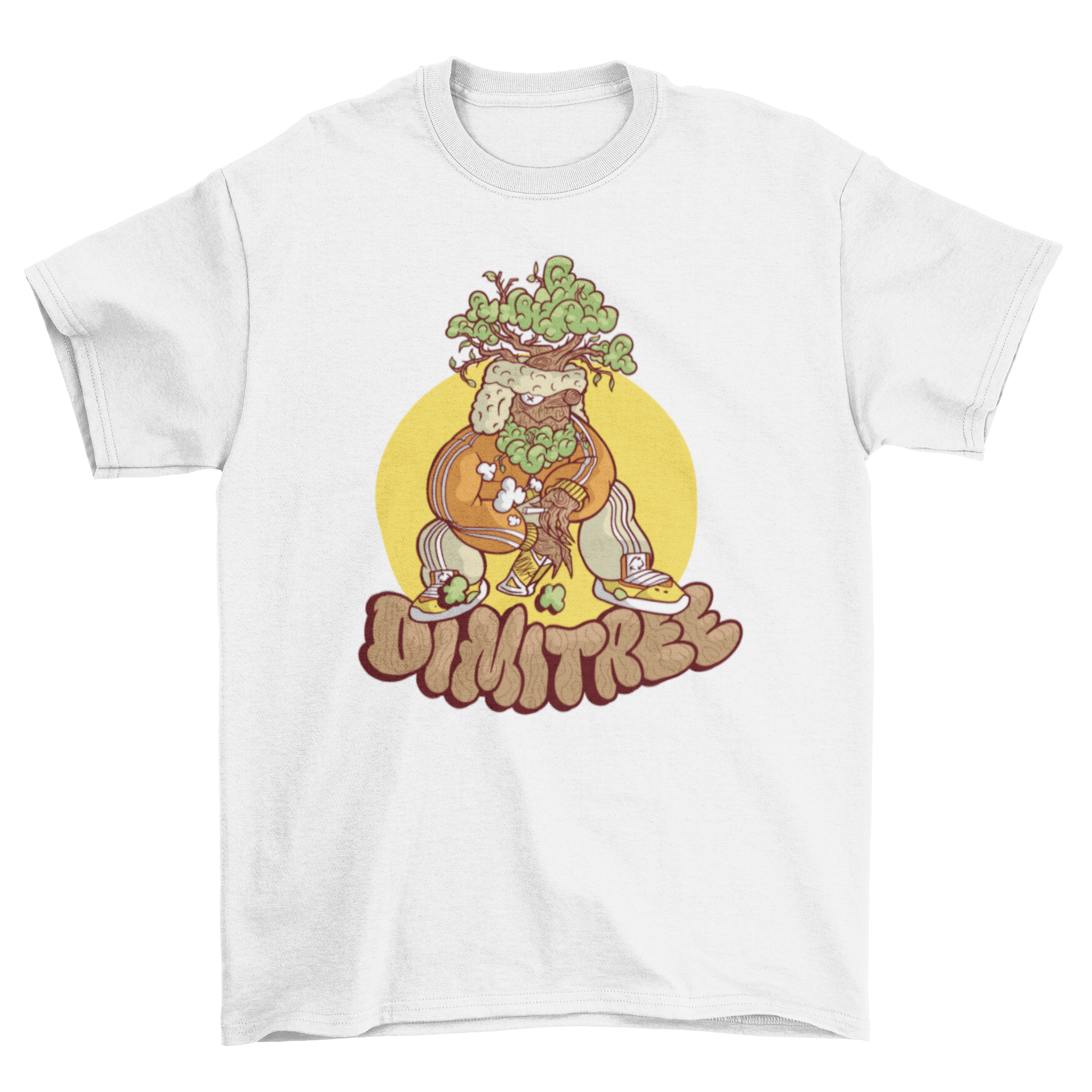 Funny Slav t-shirt featuring a tree person design and the caption 'Dimitree', perfect for casual wear.