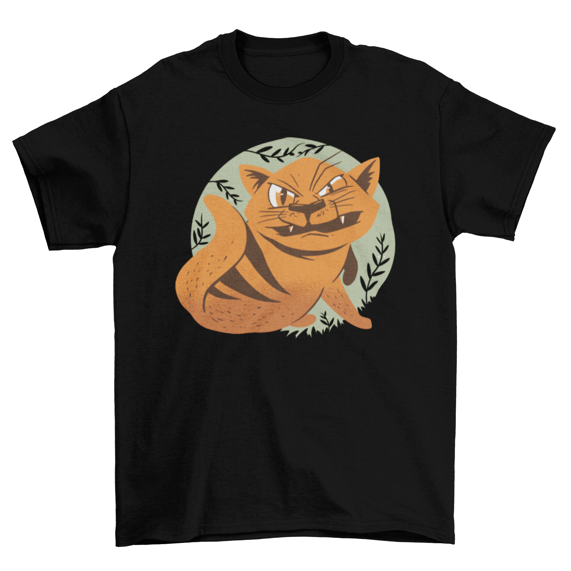 Furious Cat T-Shirt featuring an illustration of an angry cat, perfect for cat lovers.