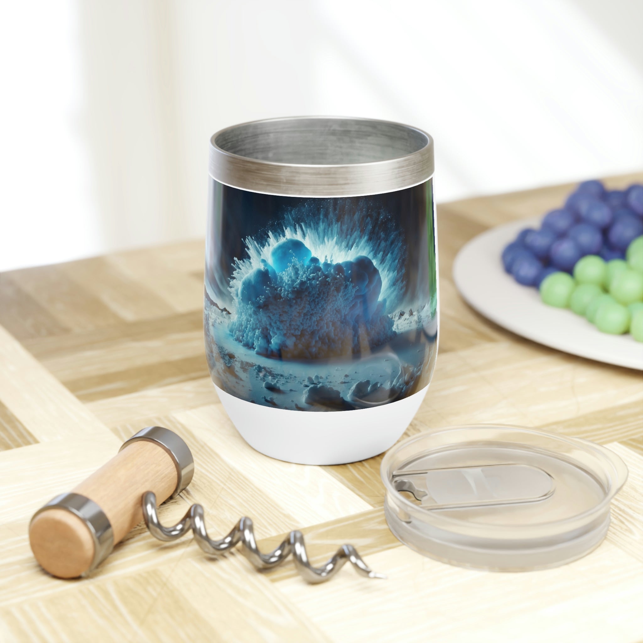 Galaxy Effects Chill Wine Tumbler in stainless steel with a customizable design, perfect for enjoying wine at the ideal temperature.