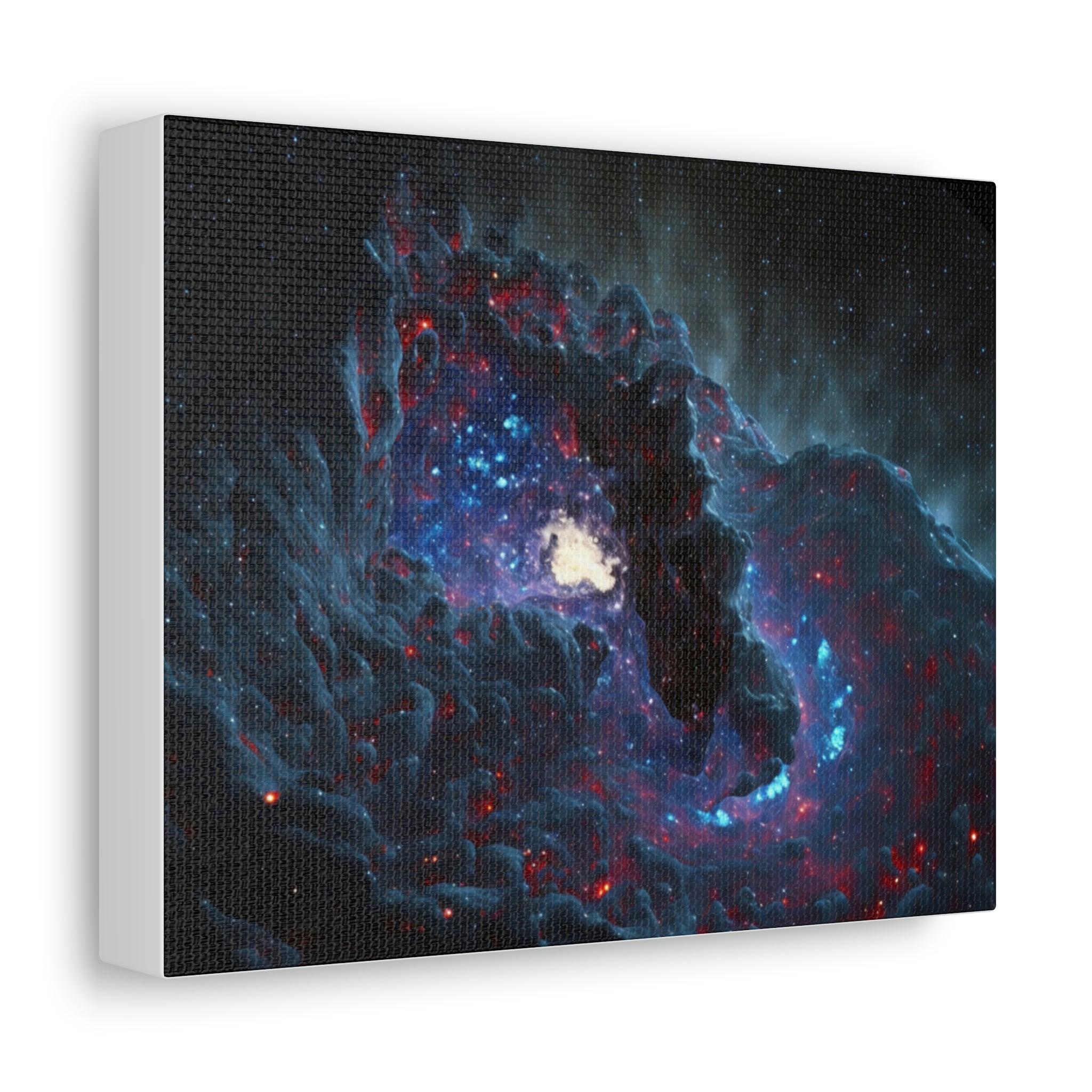 A vibrant Galaxy Effects Stretched Canvas artwork featuring stunning cosmic designs, printed on premium canvas and stretched over a sturdy wooden frame.