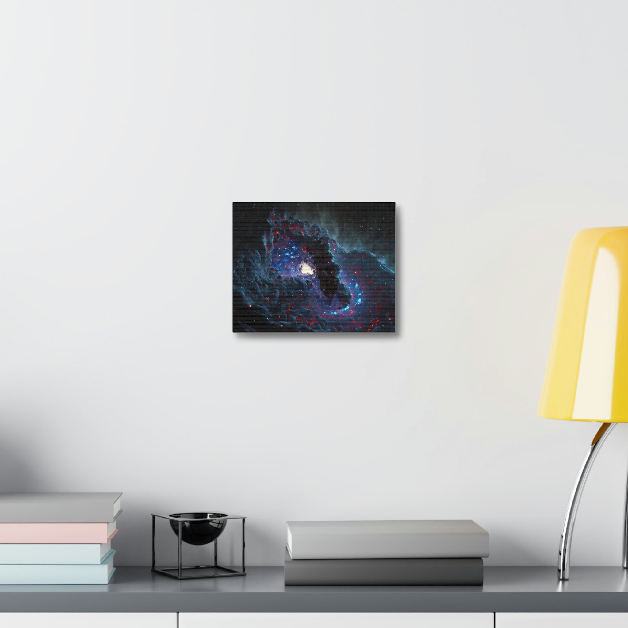 A vibrant Galaxy Effects Stretched Canvas artwork featuring stunning cosmic designs, printed on premium canvas and stretched over a sturdy wooden frame.