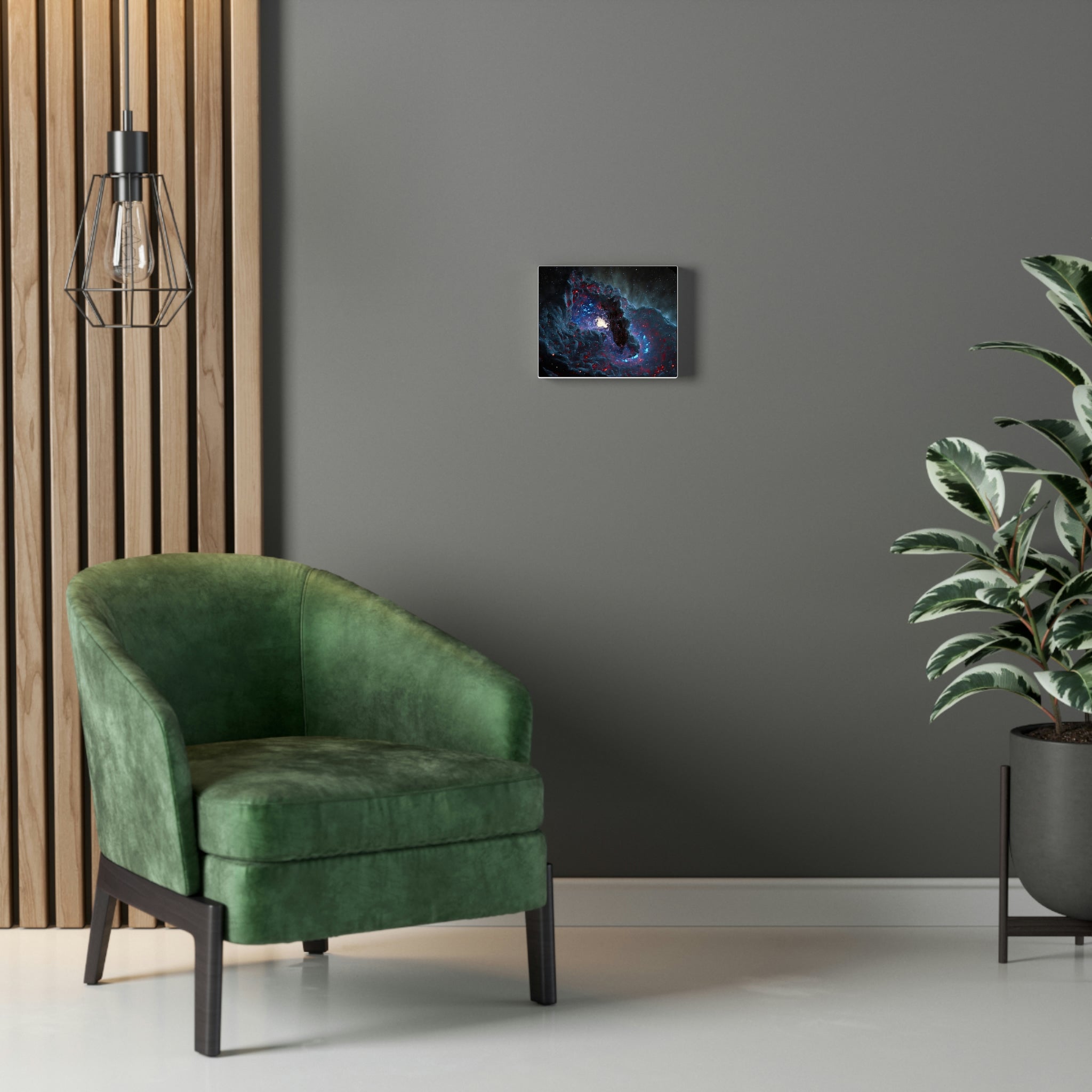 A vibrant Galaxy Effects Stretched Canvas artwork featuring stunning cosmic designs, printed on premium canvas and stretched over a sturdy wooden frame.