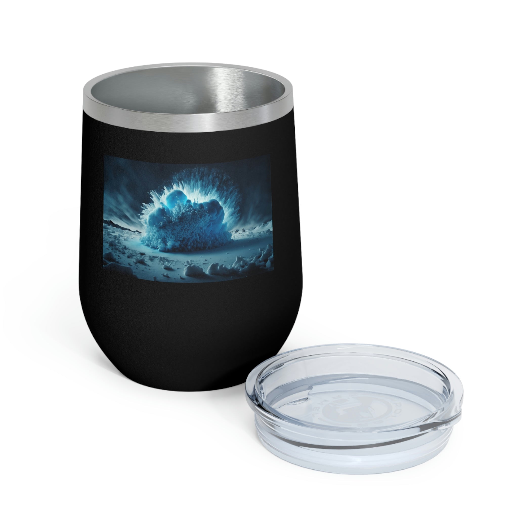 Galaxy Effects Wine Tumbler with vibrant colors and clear lid, perfect for hot and cold beverages.