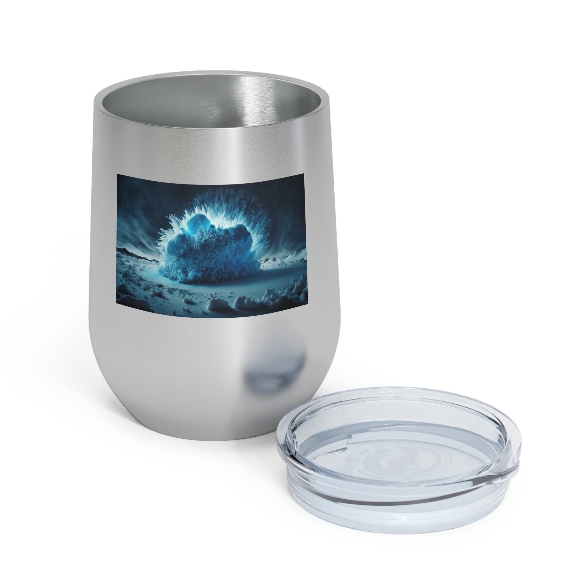 Galaxy Effects Wine Tumbler with vibrant colors and clear lid, perfect for hot and cold beverages.