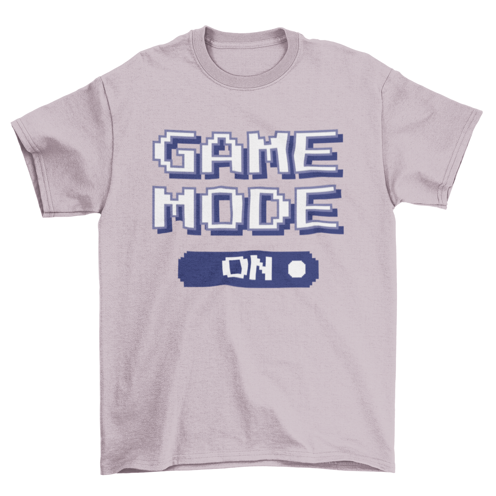 A stylish black t-shirt featuring the quote 'Game Mode On' in a vibrant video game style, perfect for gamers.