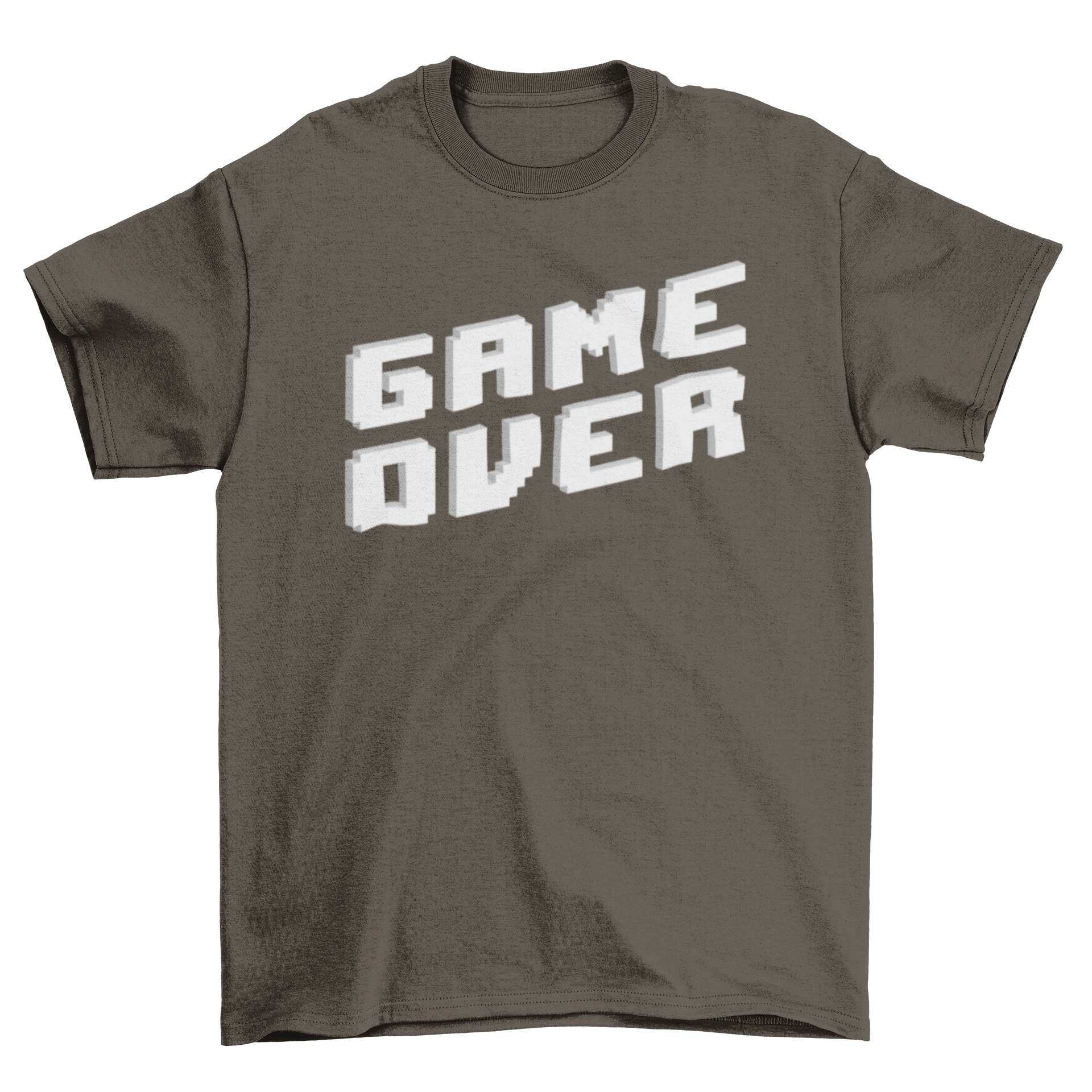 Game Over Gamer Unisex T-shirt featuring a retro pixelated design in vibrant colors.