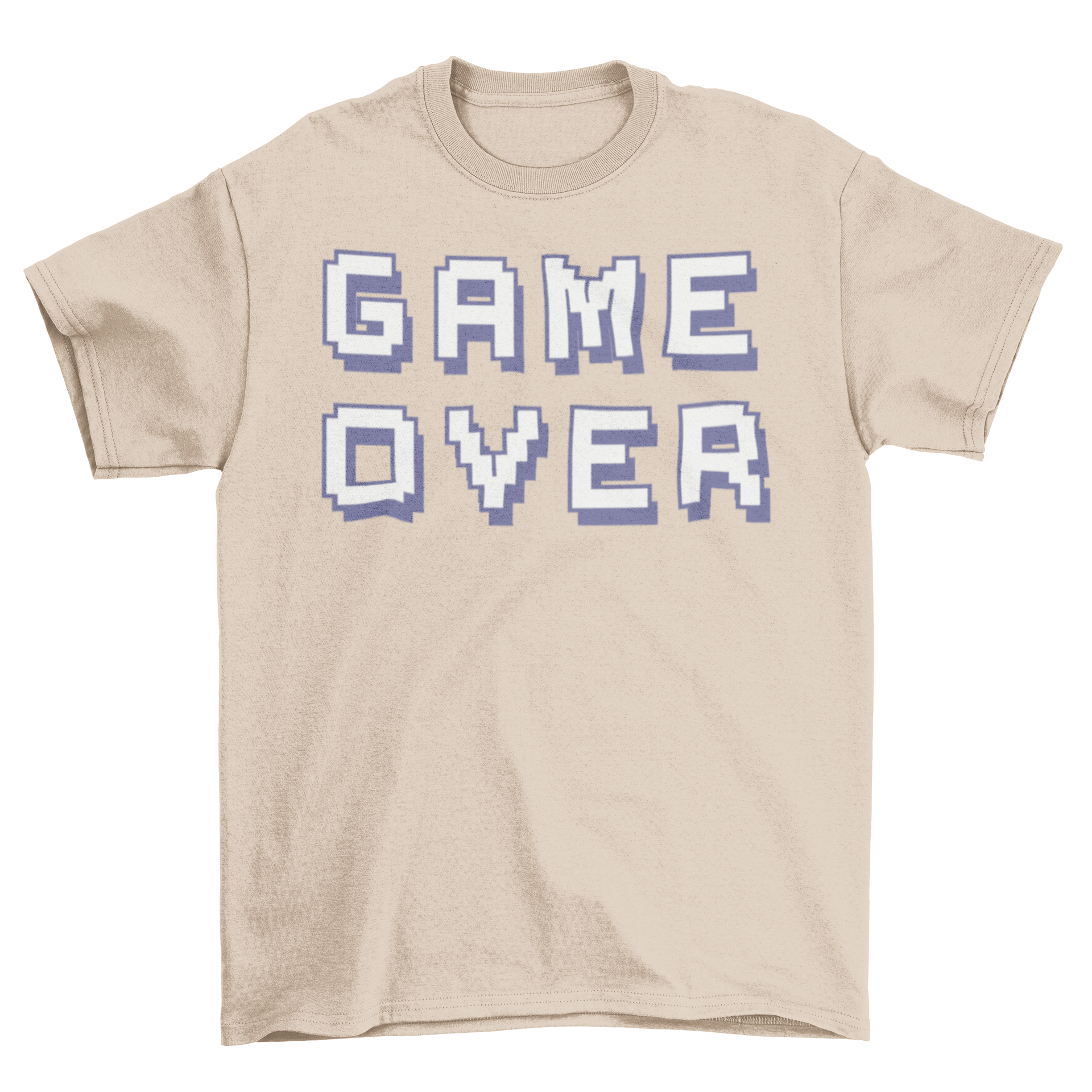 A stylish t-shirt featuring the pixelated quote 'Game Over' in bold letters, perfect for gamers.