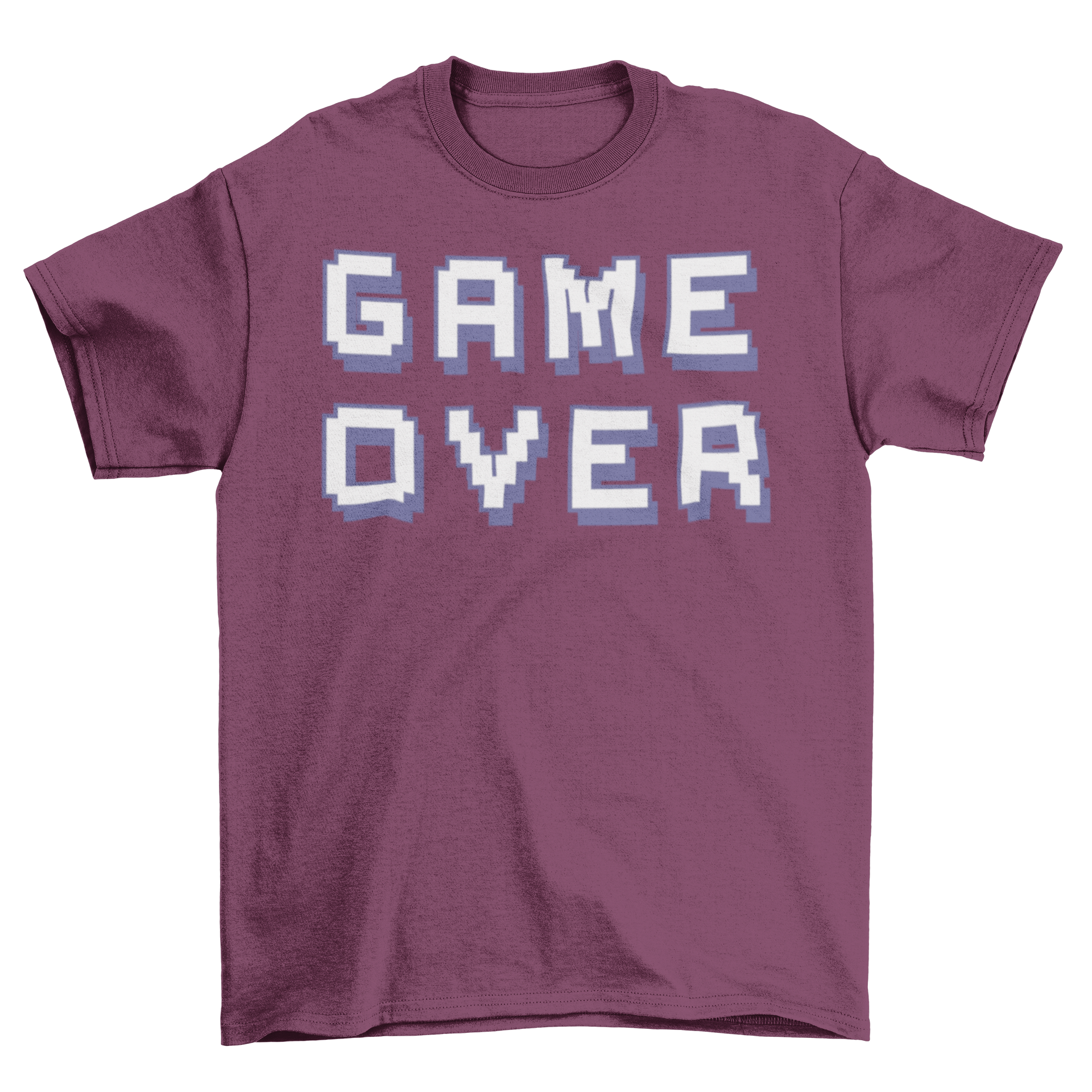 A stylish t-shirt featuring the pixelated quote 'Game Over' in bold letters, perfect for gamers.