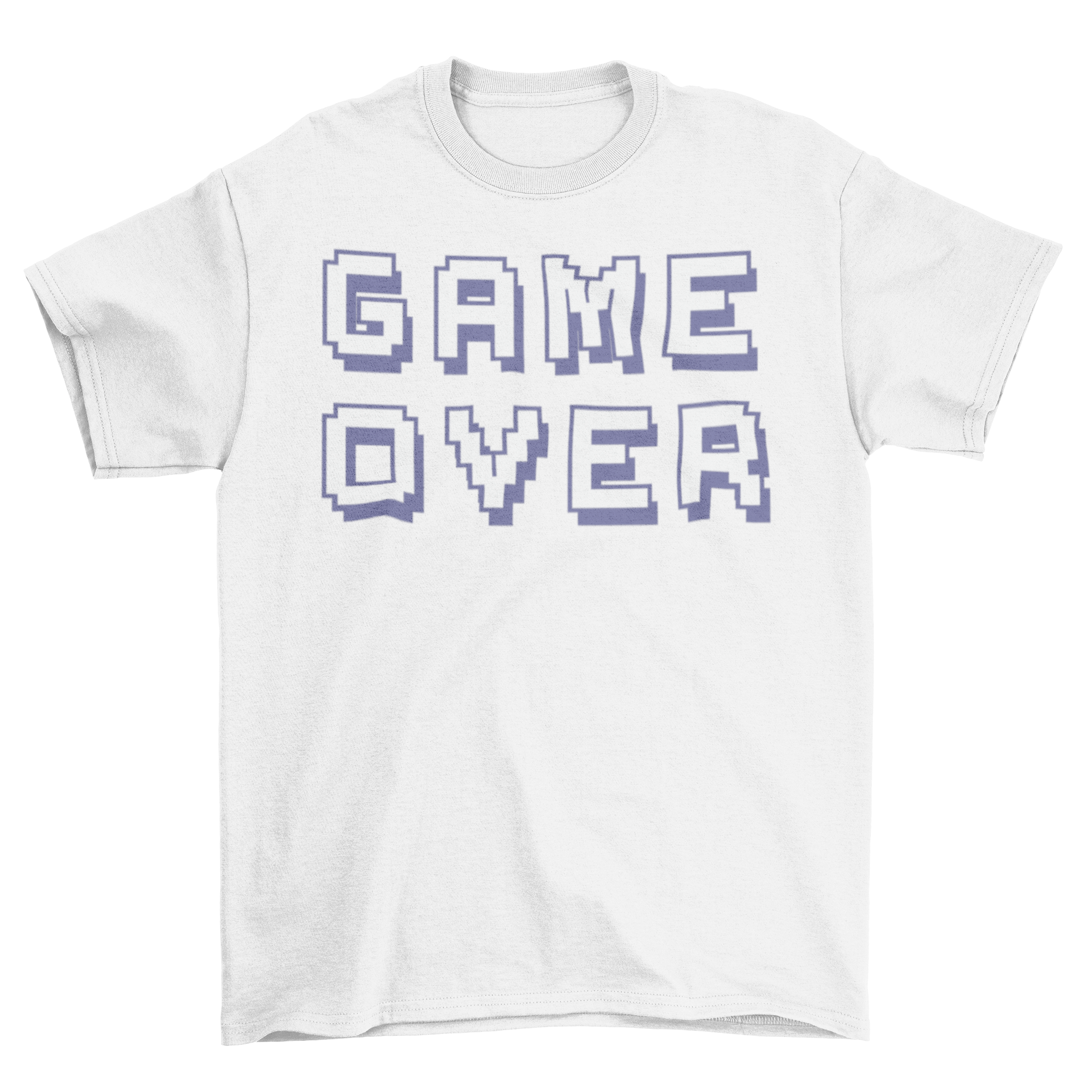 A stylish t-shirt featuring the pixelated quote 'Game Over' in bold letters, perfect for gamers.