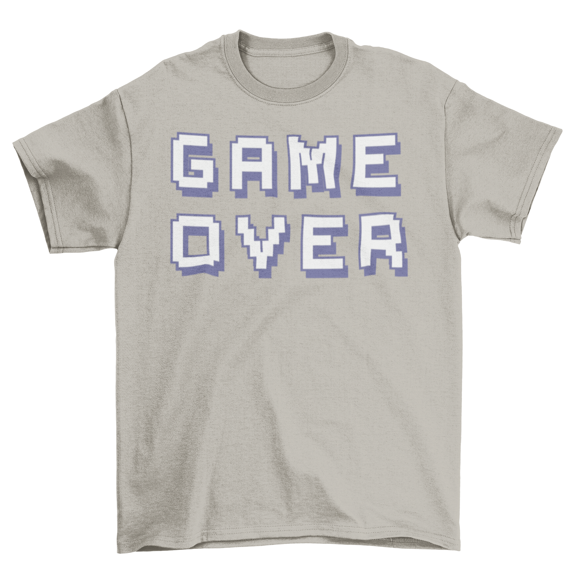 A stylish t-shirt featuring the pixelated quote 'Game Over' in bold letters, perfect for gamers.