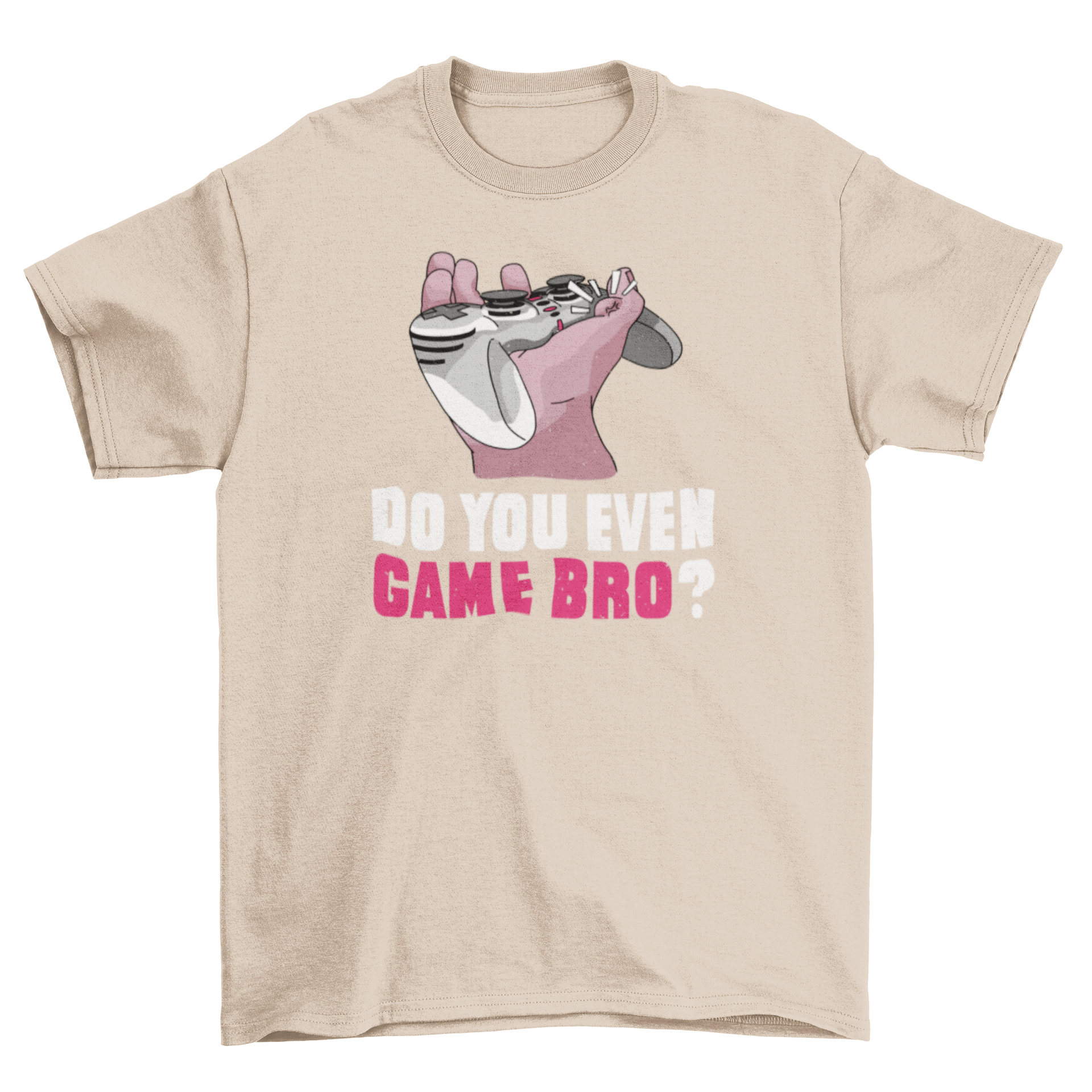 Gamer Bro T-shirt featuring a hand grabbing a joystick with the quote 'Do you even game bro?'