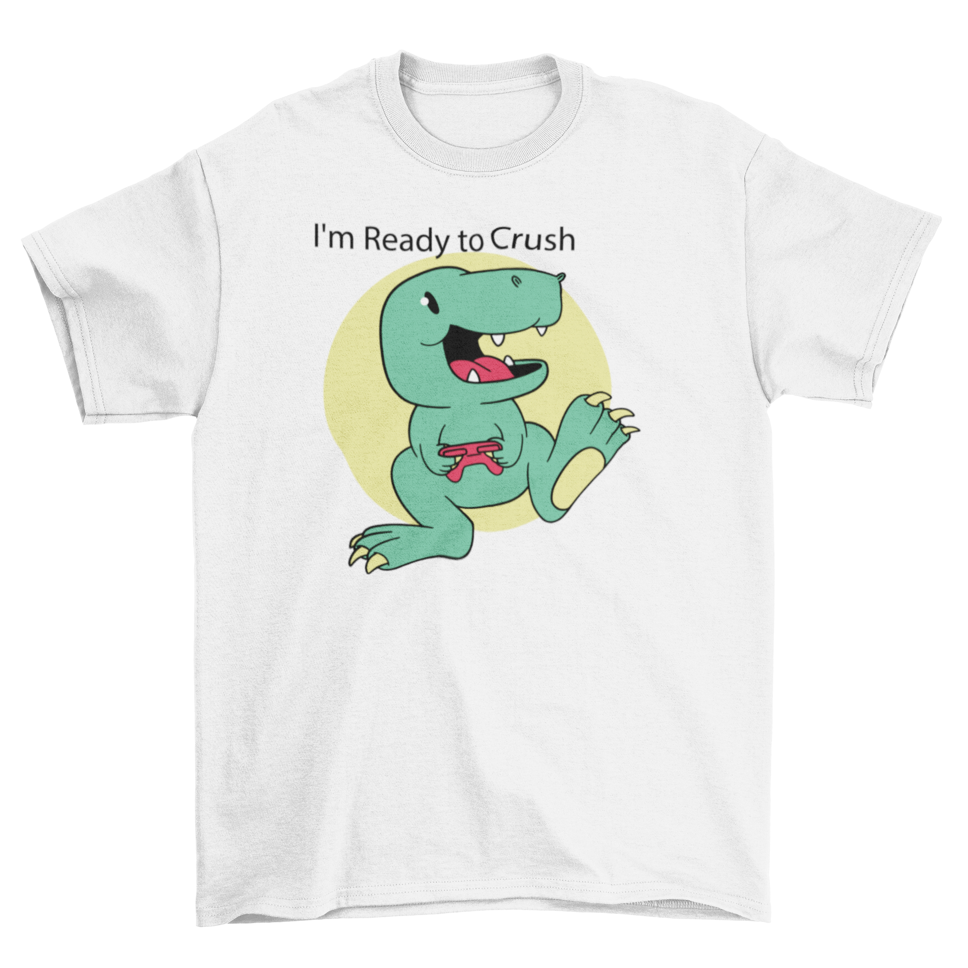 Cute baby dinosaur t-shirt with joystick and quote for kids