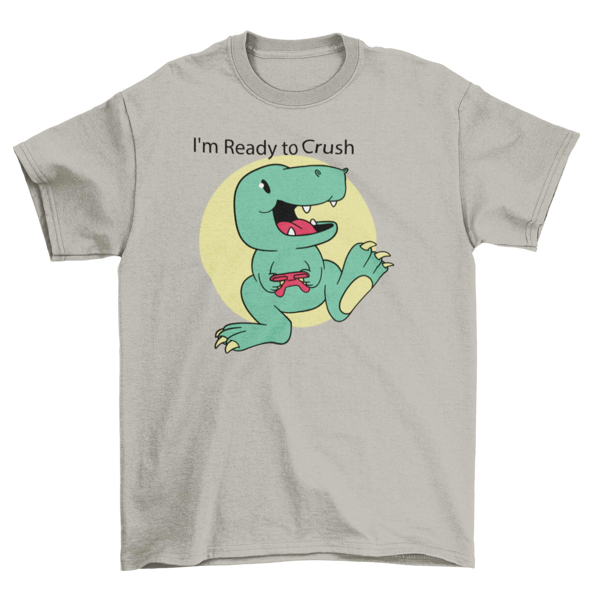 Cute baby dinosaur t-shirt with joystick and quote for kids