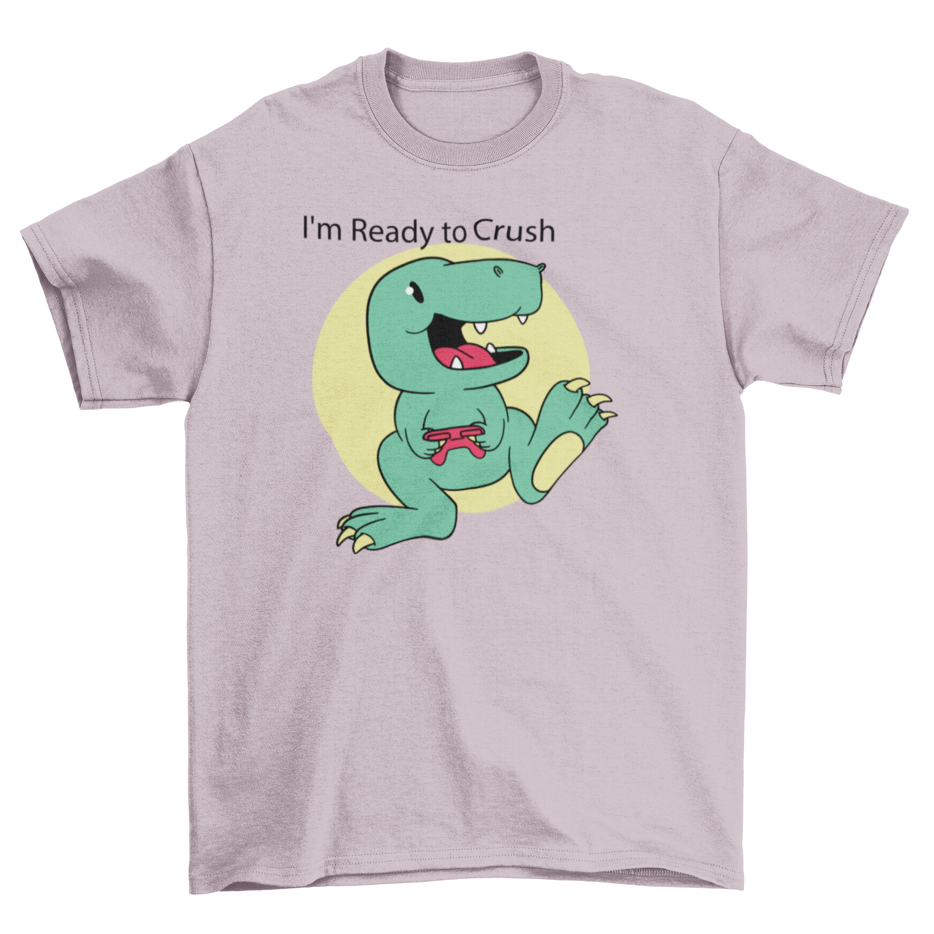 Cute baby dinosaur t-shirt with joystick and quote for kids