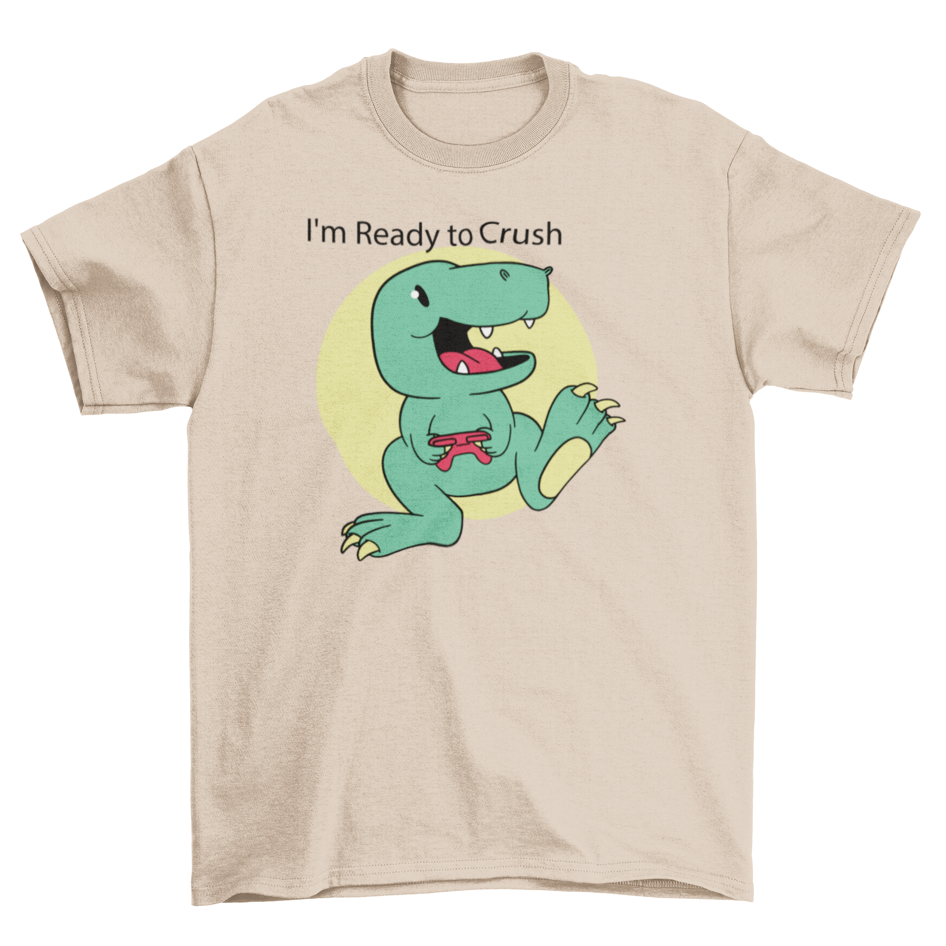 Cute baby dinosaur t-shirt with joystick and quote for kids