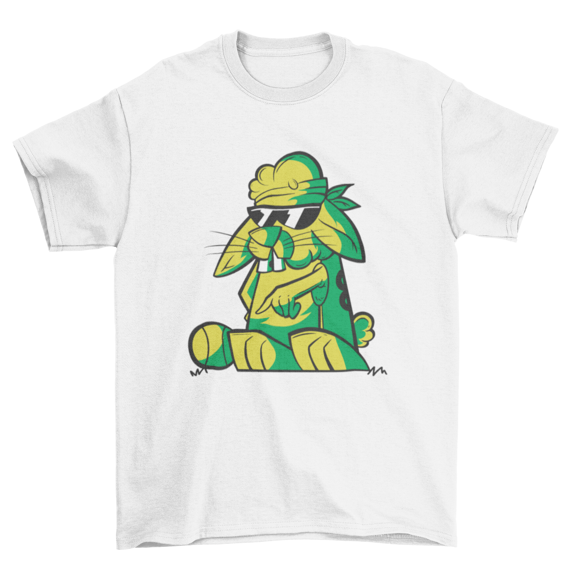 Gangster rabbit t-shirt featuring a rabbit in sunglasses, stylish and unique design.