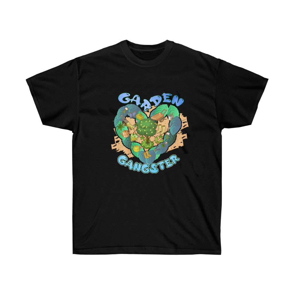 Garden Gangster Botanical T-Shirt made from 100% soft cotton, featuring a stylish design suitable for gardening enthusiasts.