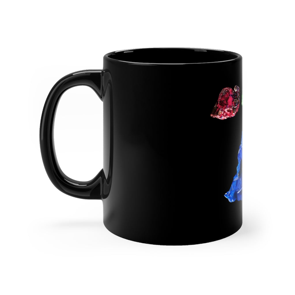 Gemstone Black mug 11oz with a sleek black ceramic finish, featuring rounded corners and a comfortable C-handle.