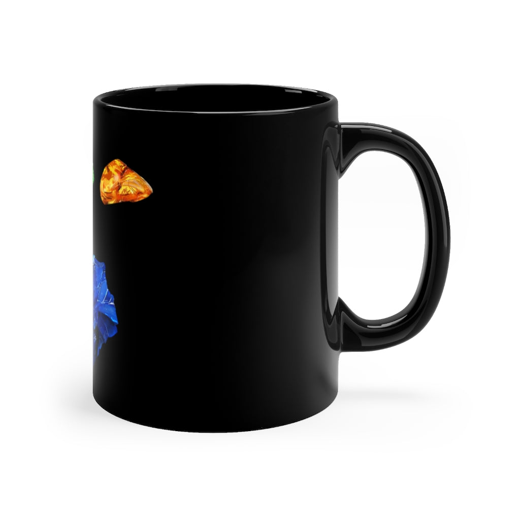 Gemstone Black mug 11oz with a sleek black ceramic finish, featuring rounded corners and a comfortable C-handle.