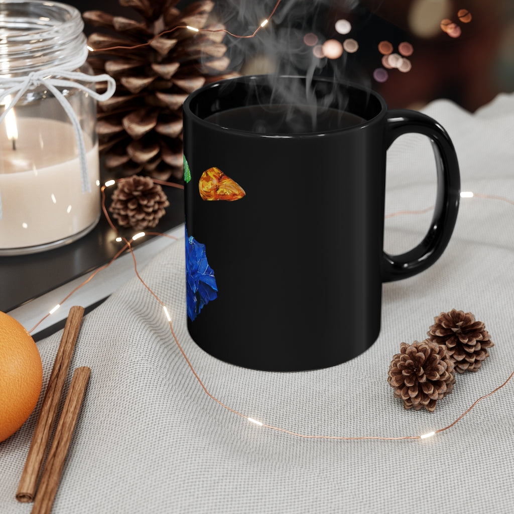 Gemstone Black mug 11oz with a sleek black ceramic finish, featuring rounded corners and a comfortable C-handle.