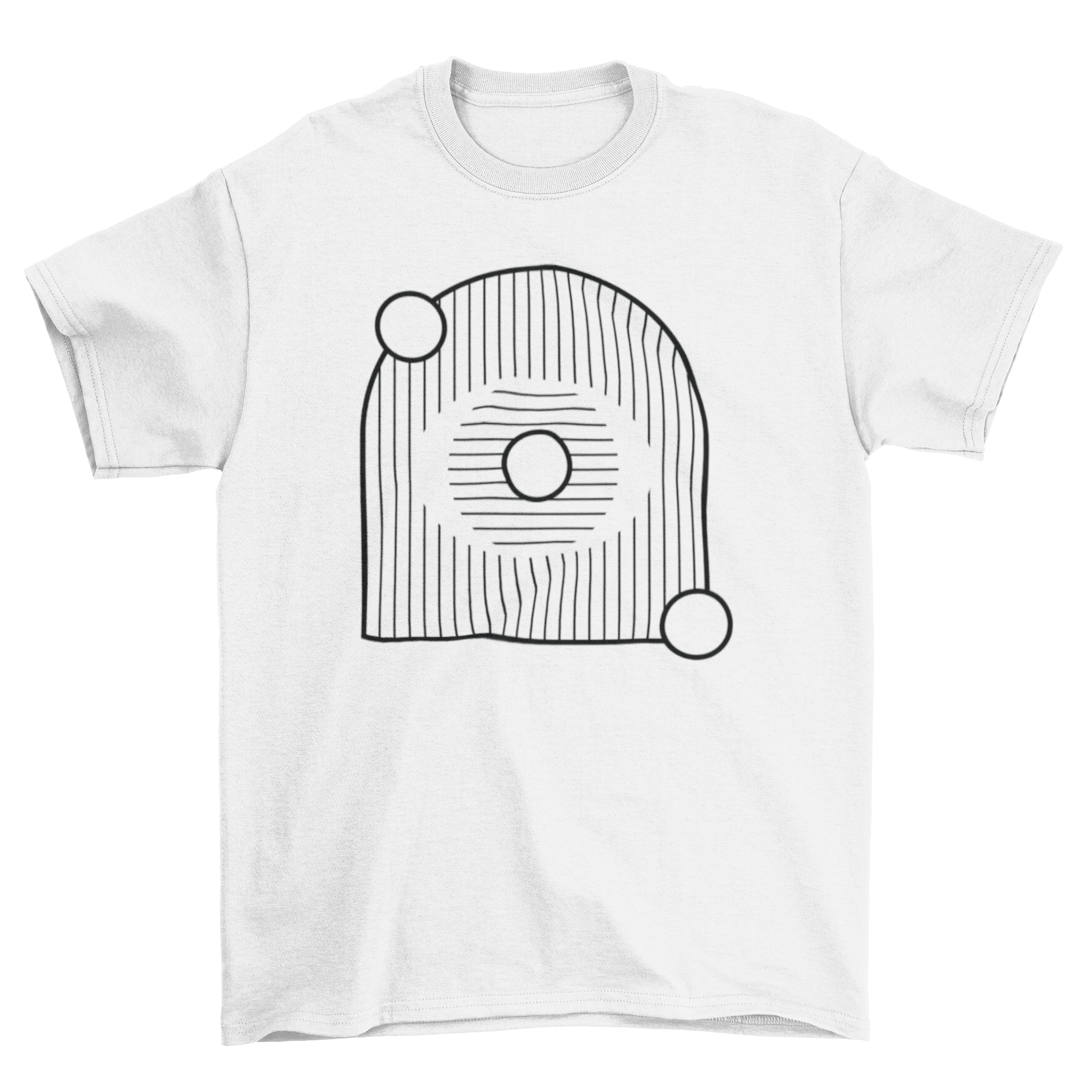 Geometric Eye Abstract T-shirt featuring a unique eye design made of circles and lines, displayed on a neutral background.