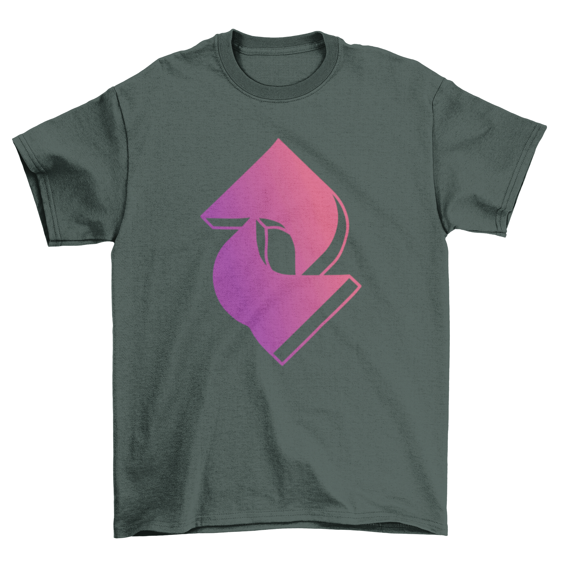 Geometric gradient t-shirt featuring abstract shapes in vibrant colors, perfect for casual wear.