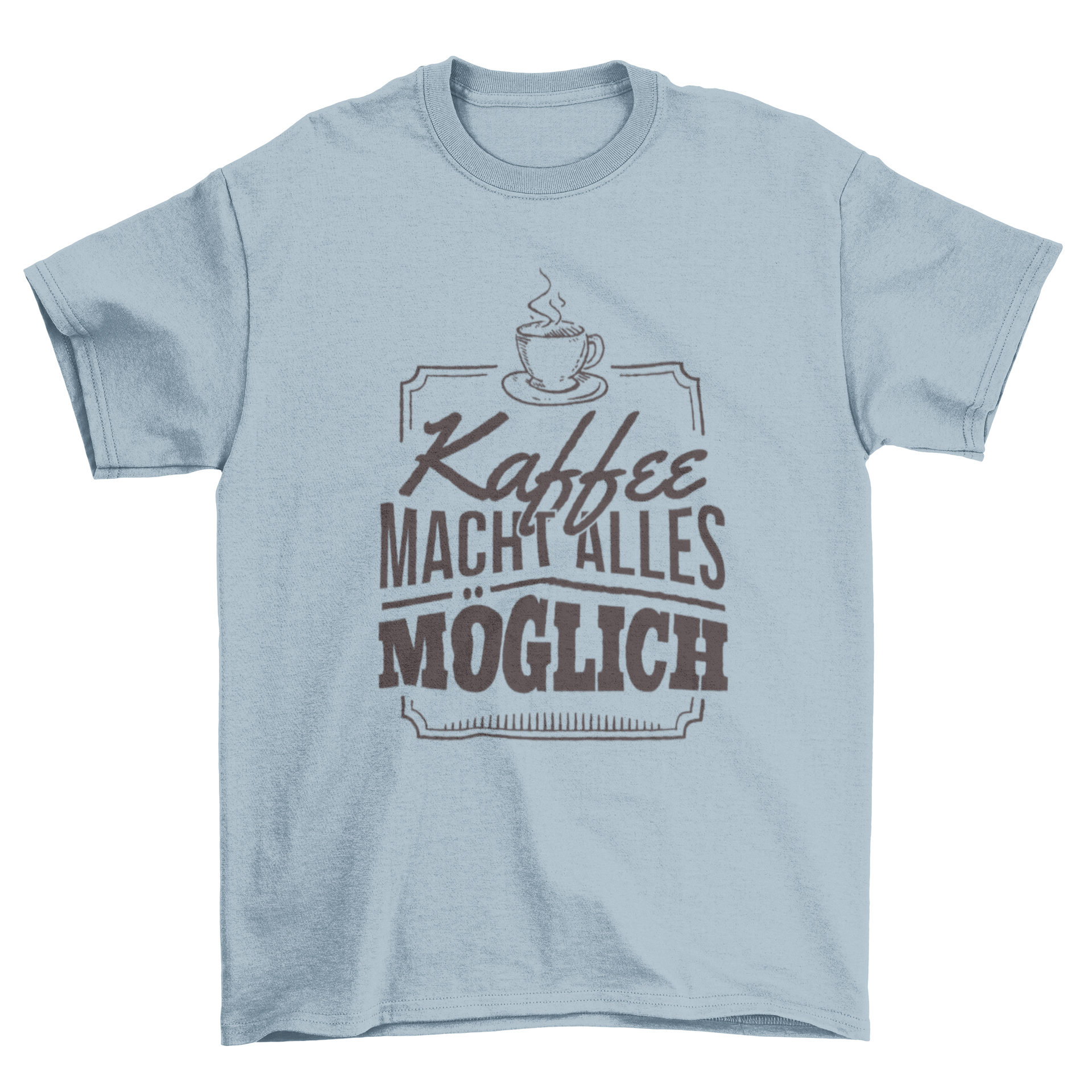 German Coffee T-shirt featuring 'Kaffee macht alles möglich' lettering and a coffee cup icon, perfect for coffee enthusiasts.