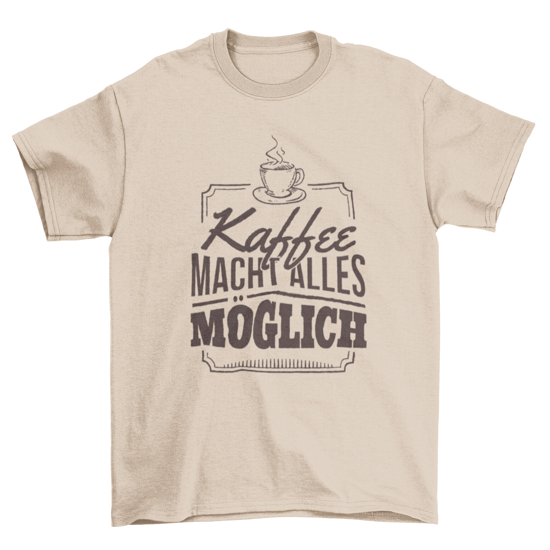 German Coffee T-shirt featuring 'Kaffee macht alles möglich' lettering and a coffee cup icon, perfect for coffee enthusiasts.