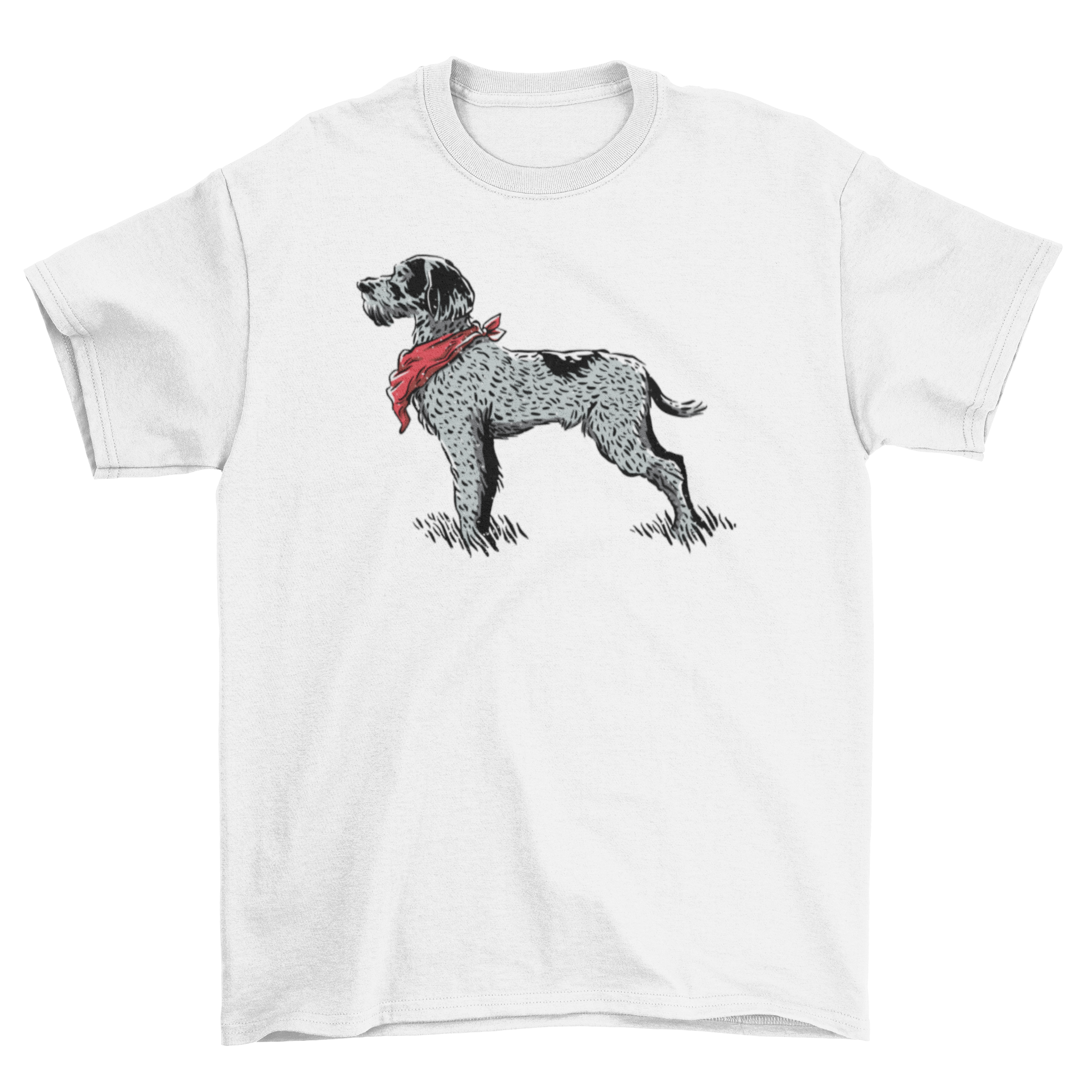 Stylish t-shirt featuring a hand-drawn German Wirehaired Pointer dog design.