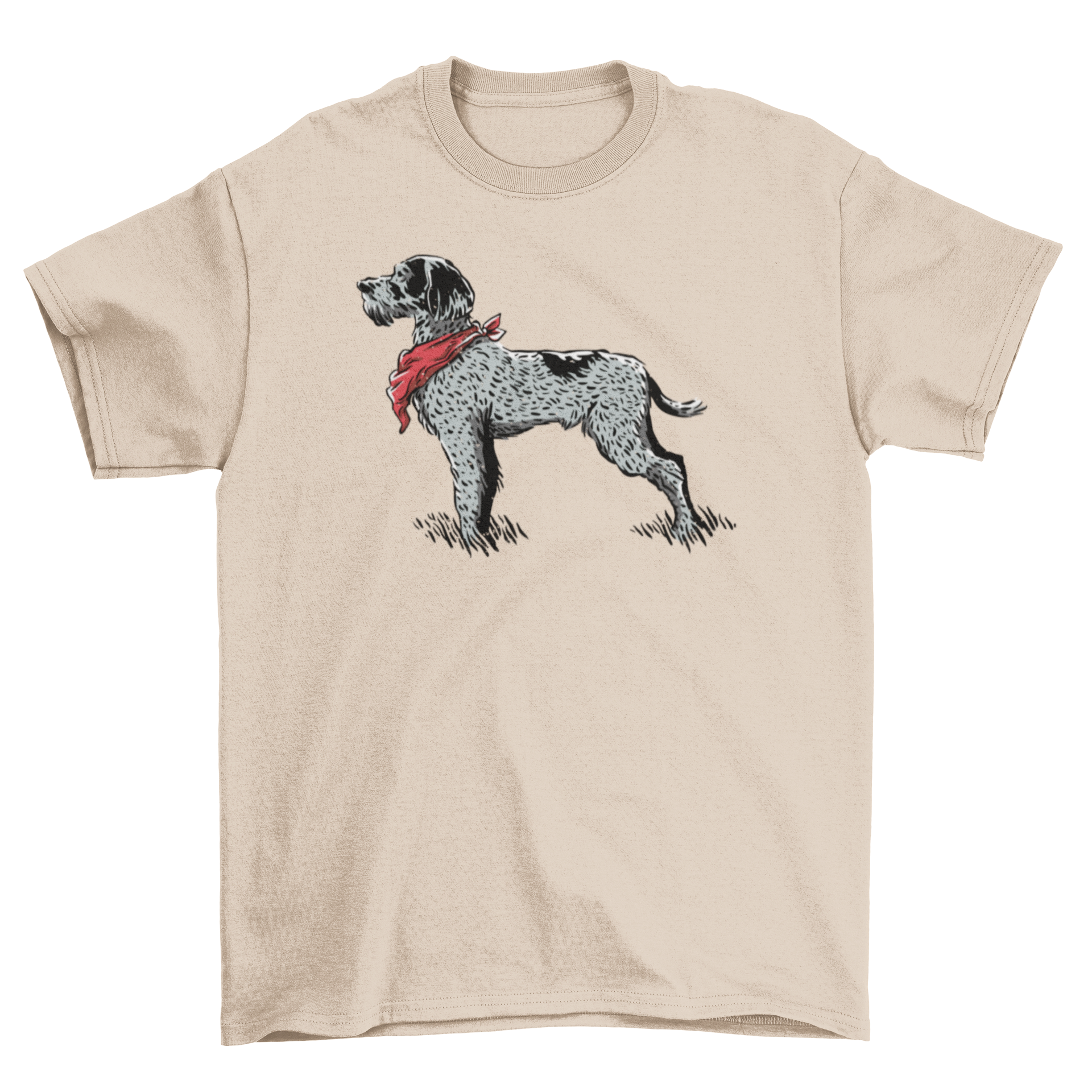 Stylish t-shirt featuring a hand-drawn German Wirehaired Pointer dog design.