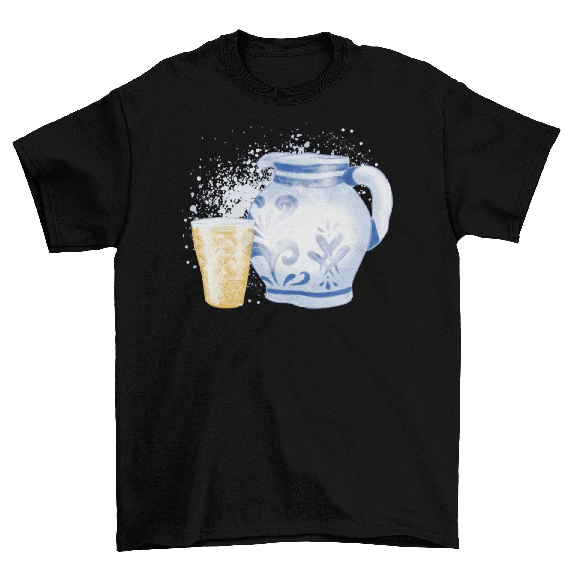 A stylish t-shirt featuring a graphic design of a German jar and glass, perfect for pottery lovers.