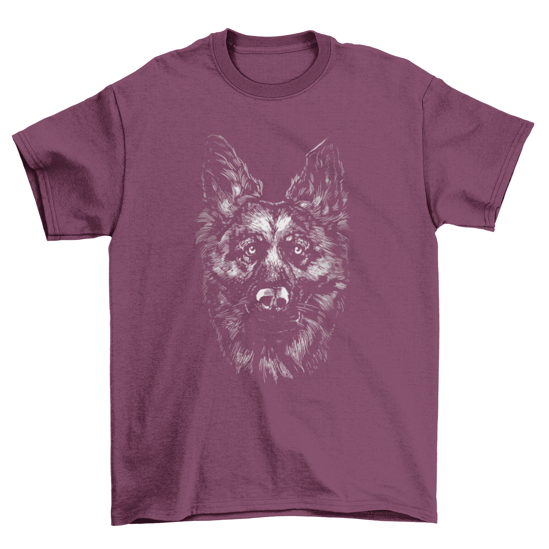 Stylish t-shirt featuring a realistic German shepherd dog design, perfect for dog lovers.